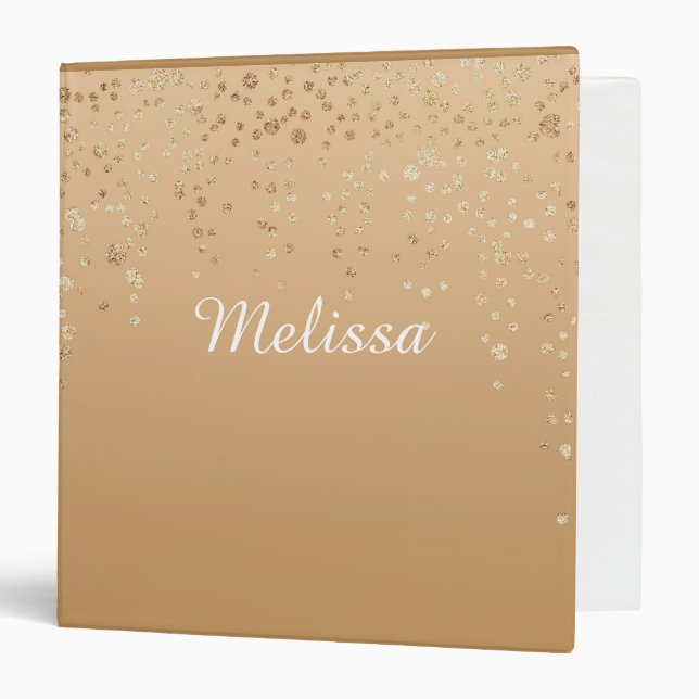 Personalized Gold Speckled 3 Ring Binder (Front/Inside)