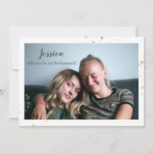 [Personalized] Gold Splash Bridesmaid Proposal Holiday Card