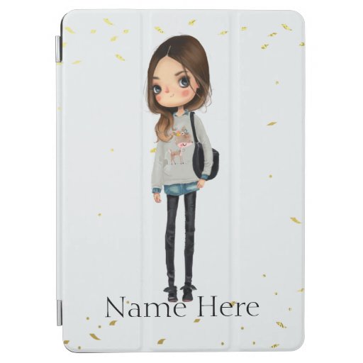 Personalized Gold Splatter with Cute Girl  iPad Air Cover