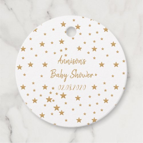 Personalized Gold Star Glitter Girl Baby Shower  Favor Tags