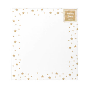 Personalized Gold Star Glitter Sparkle White Cute Notepad