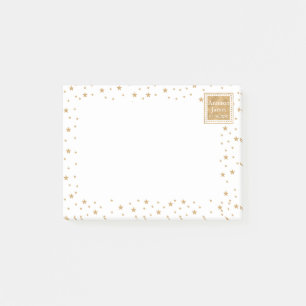 Personalized Gold Star Glitter Sparkle White Cute Post-it Notes