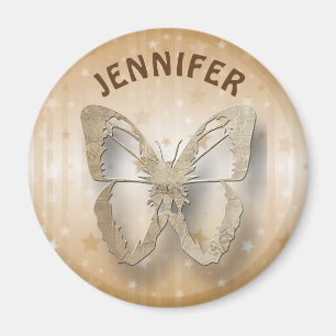 Personalized Gold Stars and Butterfly Magnet