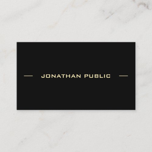 Personalized Gold Text Black Template Modern Chic Business Card