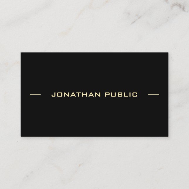 Personalized Gold Text Black Template Modern Chic Business Card (Front)