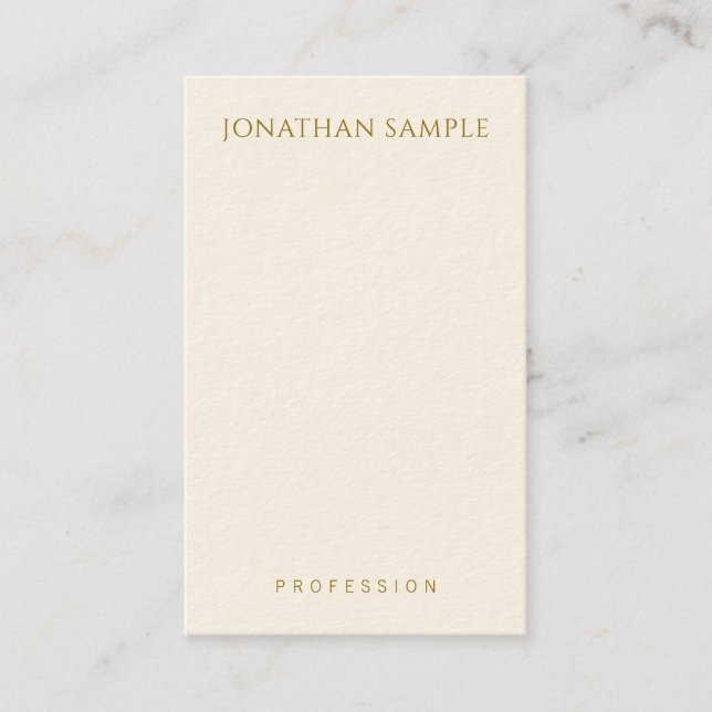 Personalized Gold Text Template Vertical Modern Business Card (Front)