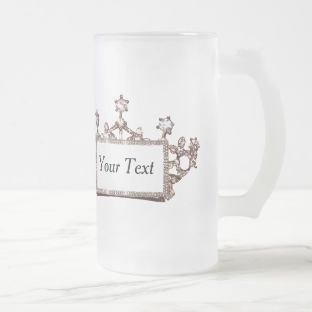 Personalized “Gold Tiara” Frosted Glass Beer Mug (Right)