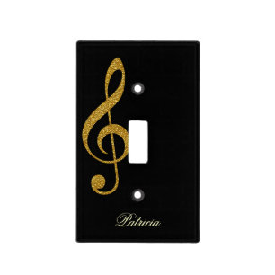 personalized gold tone music gclef light switch cover