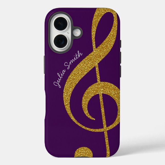 personalized gold treble clef music purple Case-Mate iPhone case (Back)