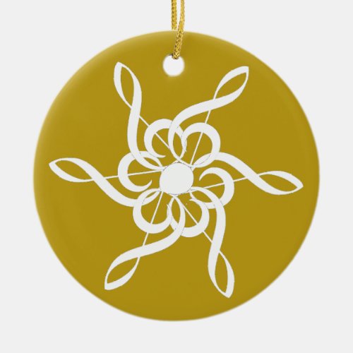 Personalized Gold Treble Clef Snowflake Musical Ceramic Ornament