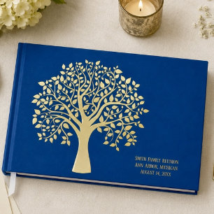 Personalized Gold Tree of Life Family Reunion Foil Guest Book
