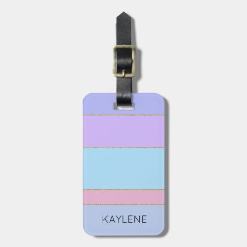 Personalized Gold Trim Color Stripes Luggage Tag