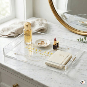 Personalized Gold Typography Name Daily Essentials Acrylic Tray