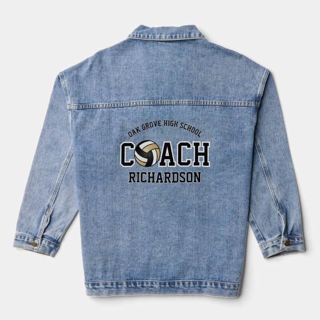 Personalized Gold Volleyball Coach Denim Jacket (Back)