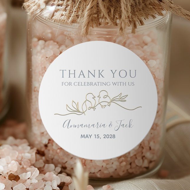 Personalized Gold Wedding Favor Classic Round Sticker (Creator Uploaded)