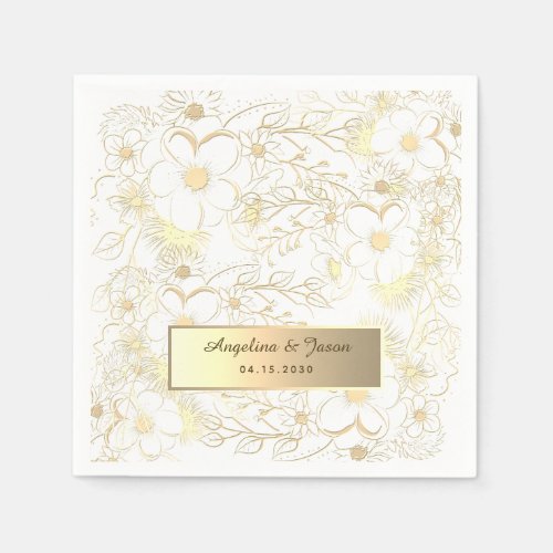 Personalized Gold Wedding Napkins