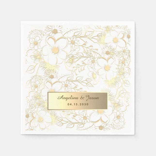 Personalized Gold Wedding Napkins (Front)