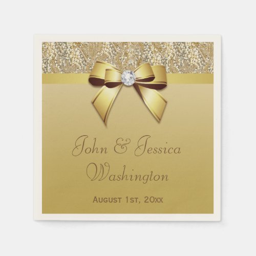 Personalized Gold Wedding Napkins