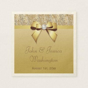 Personalized Gold Wedding Napkins by GroovyGraphics at Zazzle
