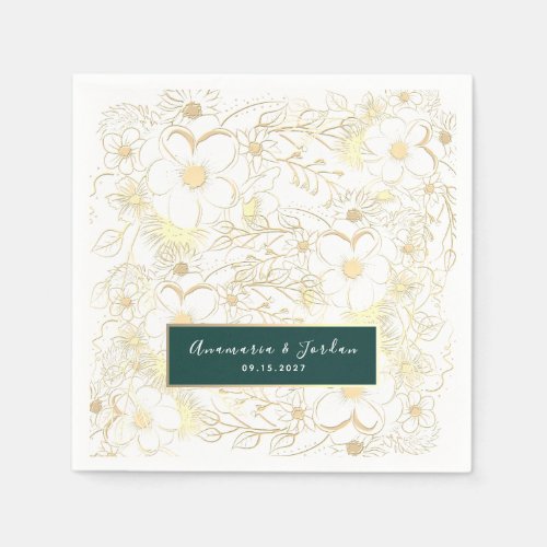 Personalized Gold Wedding Napkins