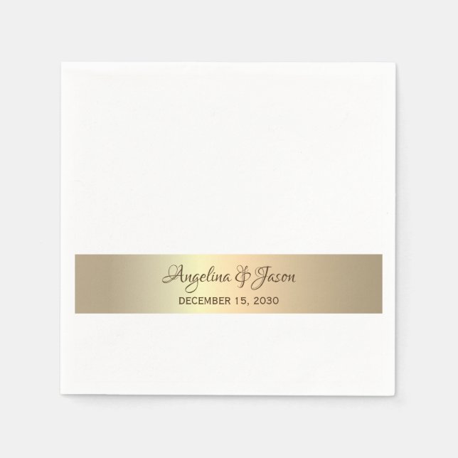 Personalized Gold Wedding Napkins (Front)