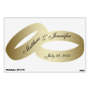 Personalized Gold Wedding Rings Wall Decal