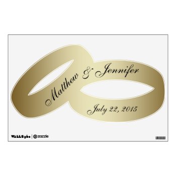 Personalized Gold Wedding Rings Wall Decal by MonogramGalleryGifts at Zazzle
