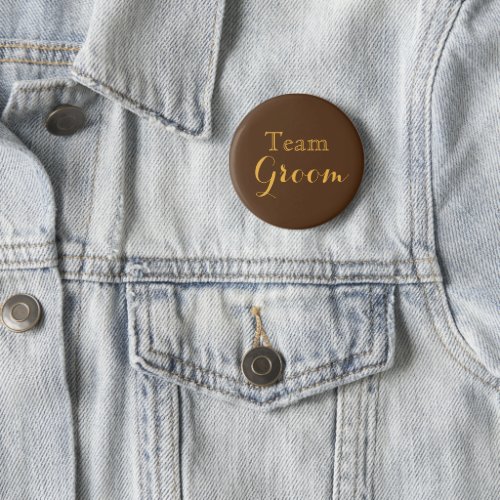 Personalized Gold Wedding Team Groom Button