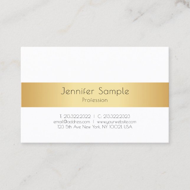 Personalized Gold White Elegant Modern Template Business Card (Front)