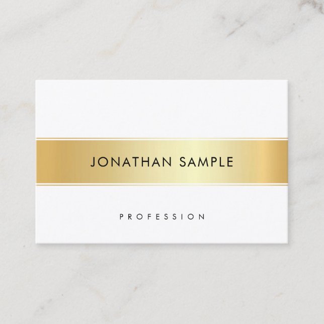 Personalized Gold White Elegant Template Modern Business Card (Front)