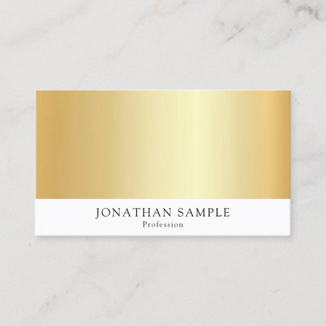 Personalized Gold White Modern Elegant Template Business Card (Front)