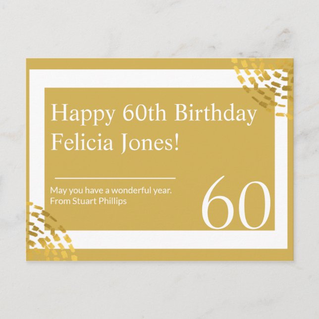 Personalized - Gold & White Modern Postcard (Front)