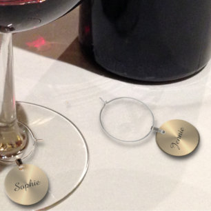 Personalized Gold Wine Glass Charms