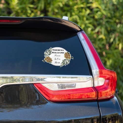 Personalized Gold Wreath Memorial Car Sticker