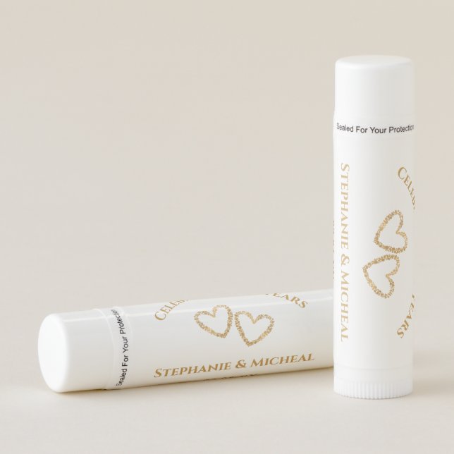 Personalized Golden 20th Wedding Anniversary Gift Lip Balm (Front)