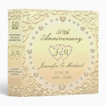 Personalized Golden 50th Anniversary Gift Binder by AZEZcom at Zazzle