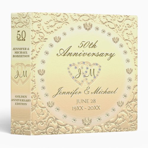 Personalized Golden 50th Anniversary Gift Binder