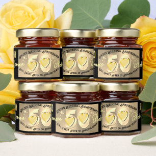 Personalized Golden 50th Anniversary Honey Jar Favors