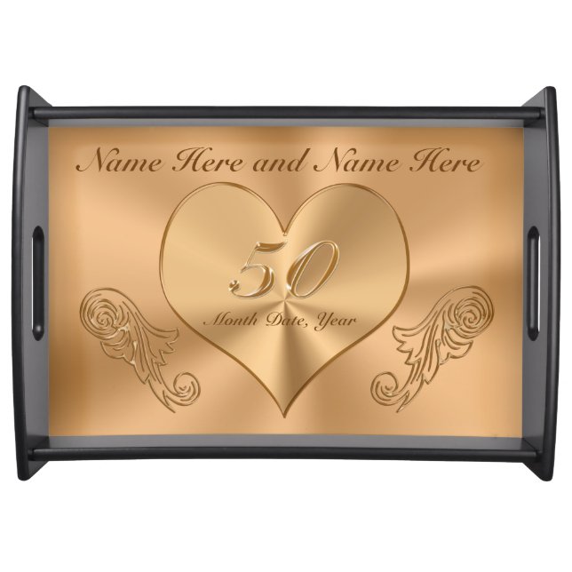 Personalized Golden Anniversary Gifts for Parents Serving Tray (Front)