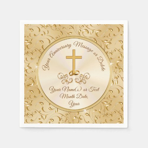 Personalized Golden Anniversary Napkins Your Text