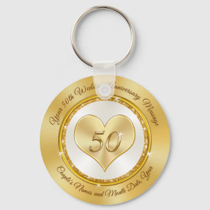 Personalized Golden Anniversary Party Favors Cheap Keychain