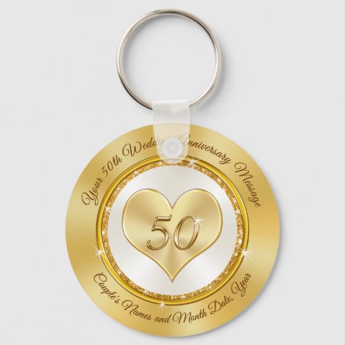 Personalized Golden Anniversary Party Favors Cheap Keychain