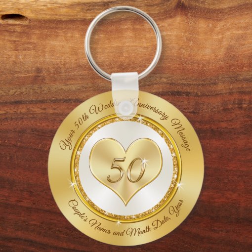 Personalized Golden Anniversary Party Favors Cheap Keychain Zazzle