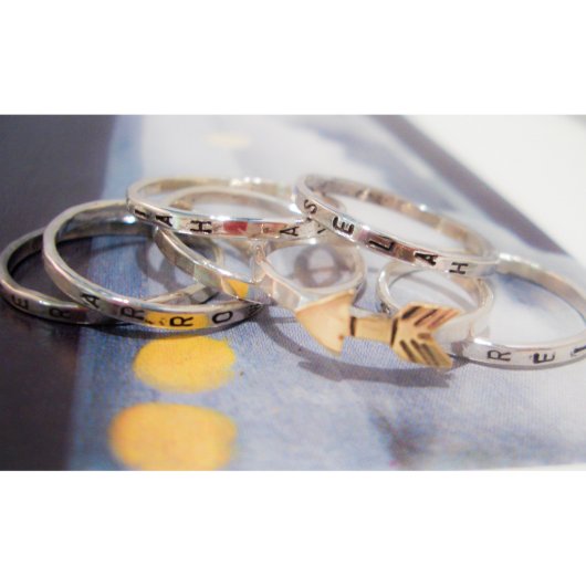 Personalized Golden Arrow Seven Ring Set (Seven Ring Set)