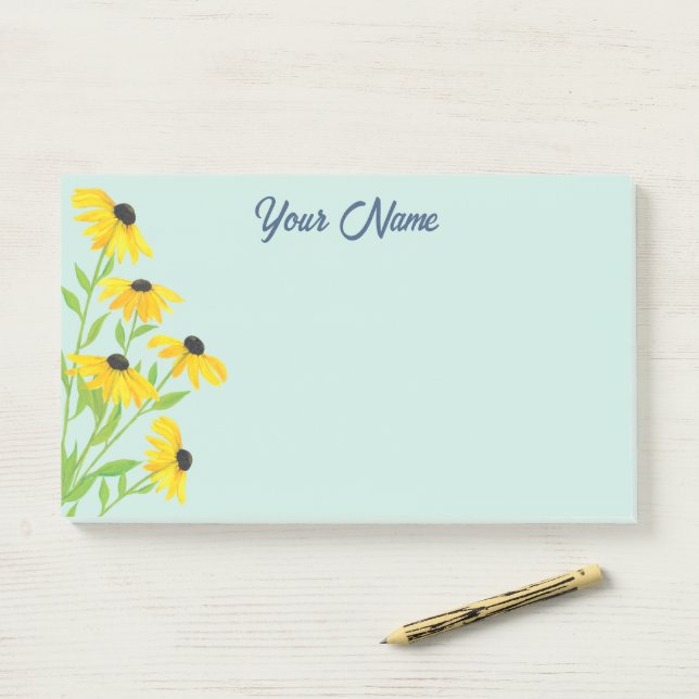 Personalized Golden Black Eyed Susan flowers Post-it Notes (On Desk)