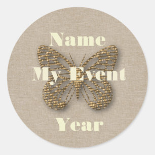 Personalized Golden Butterfly Event Sticker
