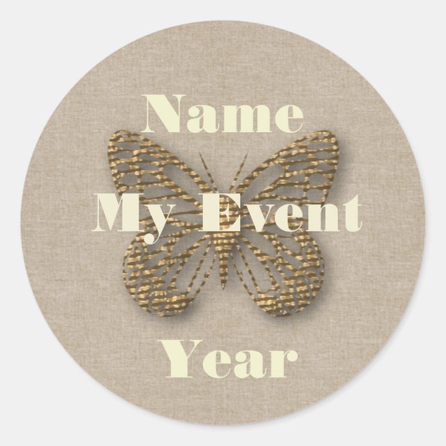 Personalized Golden Butterfly Event Sticker (Front)