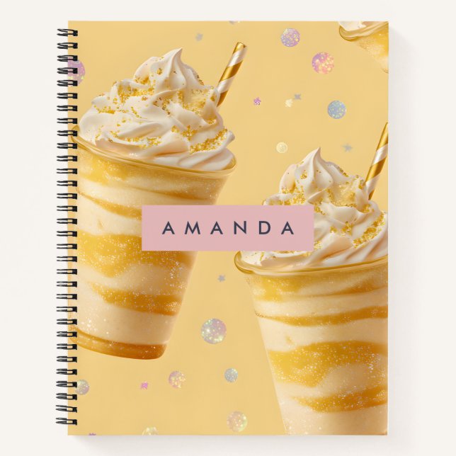 Personalized Golden Caramel Swirl Milkshake Notebook (Front)