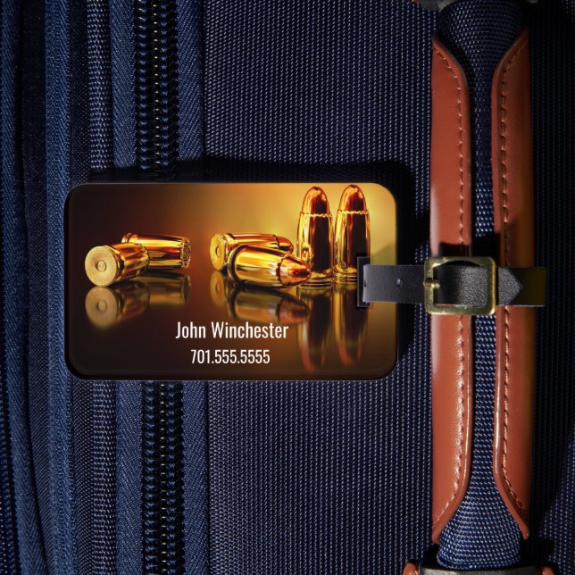 Personalized Golden Cartidges Luggage Tag (Front Insitu 4)