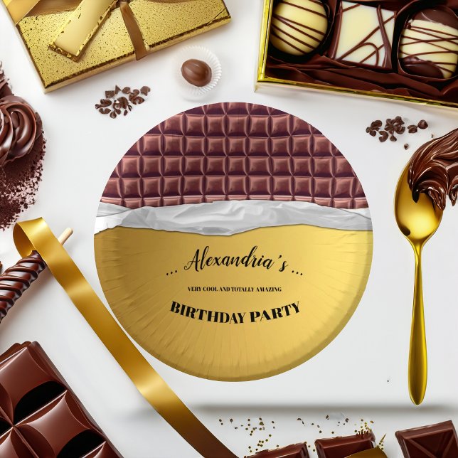 Personalized Golden Chocolate Candy Bar Party Paper Bowls (Creator Uploaded)
